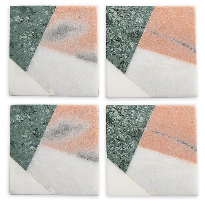 slide 1 of 1, Thirstystone Marble Square Coasters, 4 ct