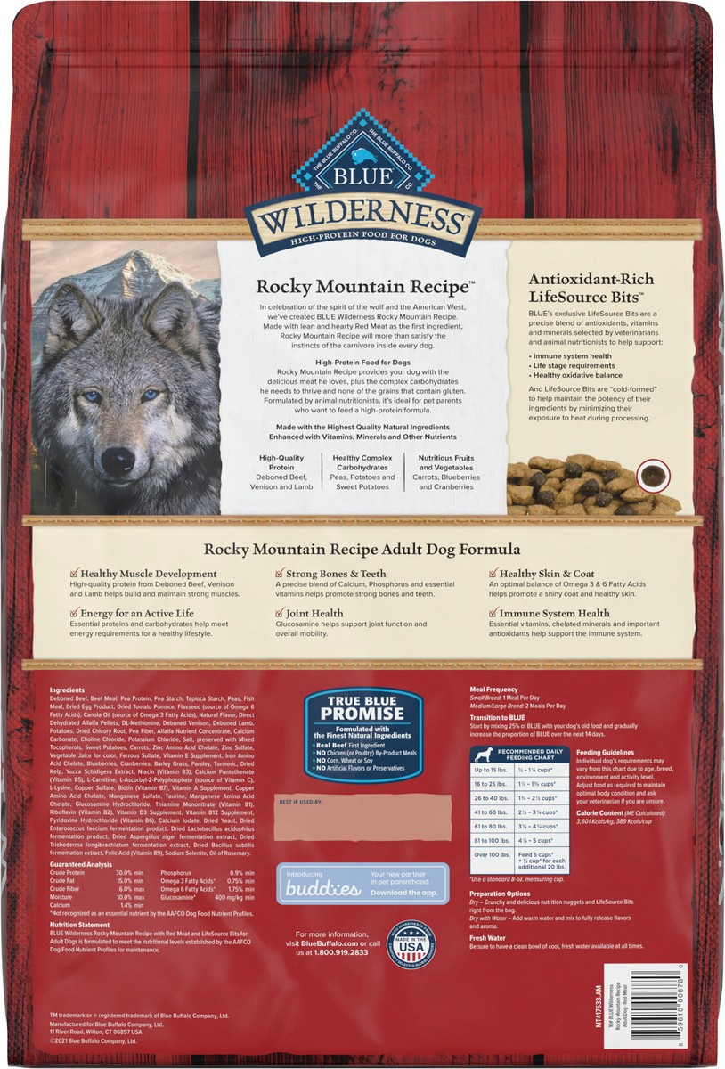 slide 9 of 13, Blue Buffalo Wilderness Rocky Mountain Recipe High Protein, Natural Adult Dry Dog Food, Red Meat 10-lb, 10 lb