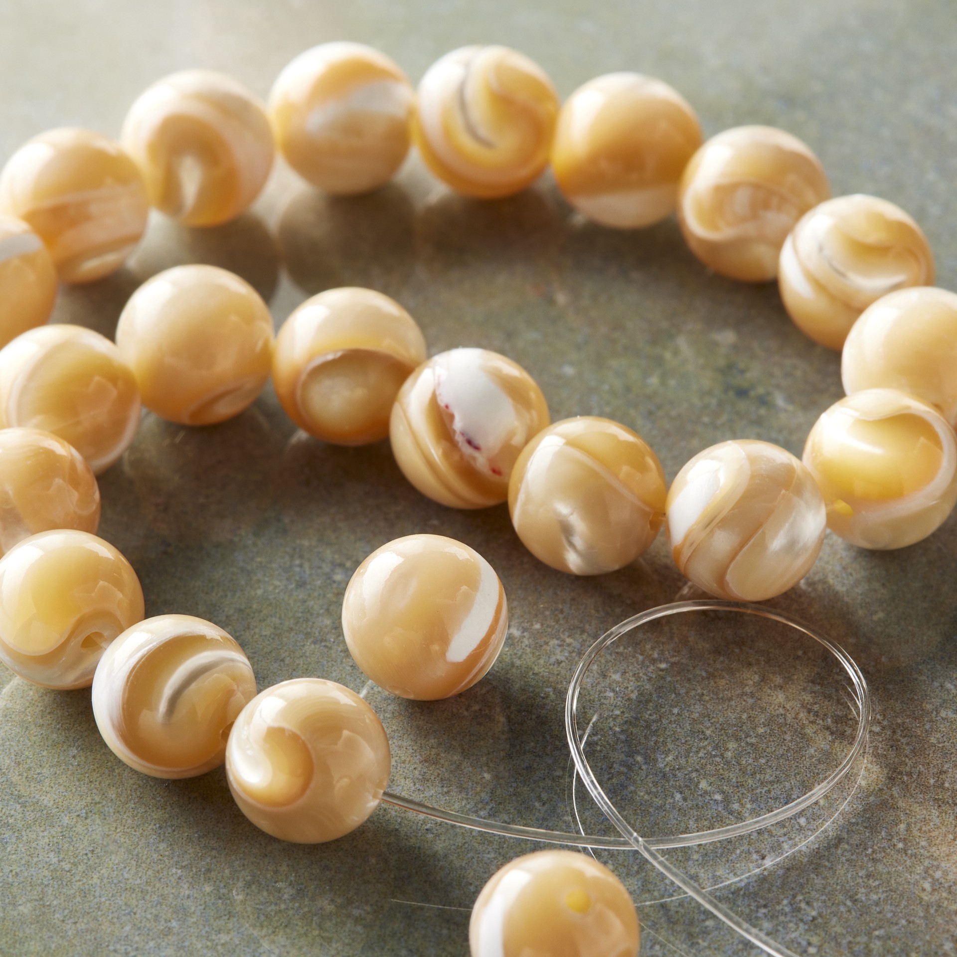 slide 2 of 3, Natural Mother Of Pearl Round Beads, 8mm Bead Landing, 8mm