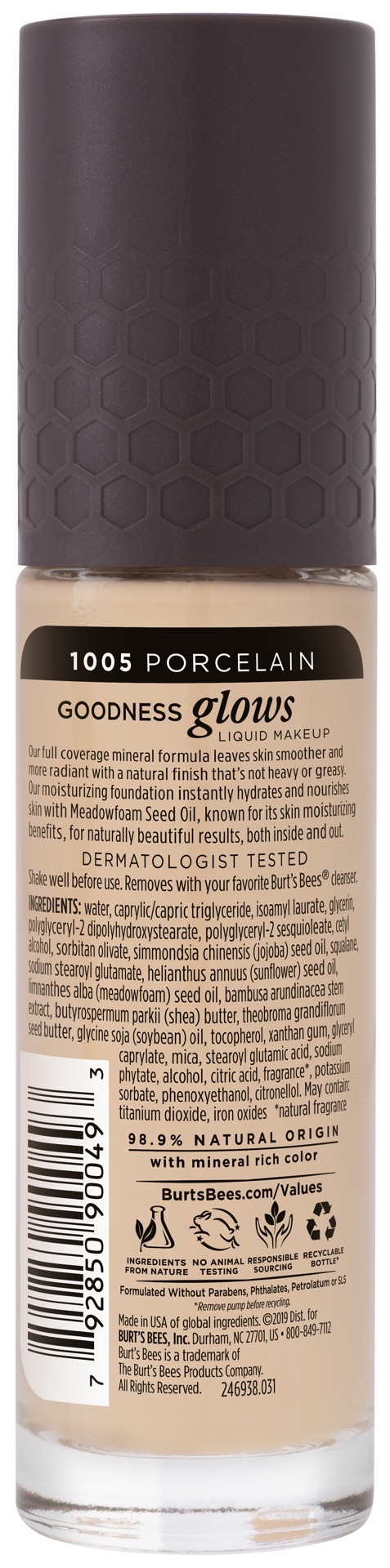 slide 3 of 5, Burt's Bees Goodness Glows Liquid Foundation, Porcelain - 1.0 Ounce, 1 fl oz