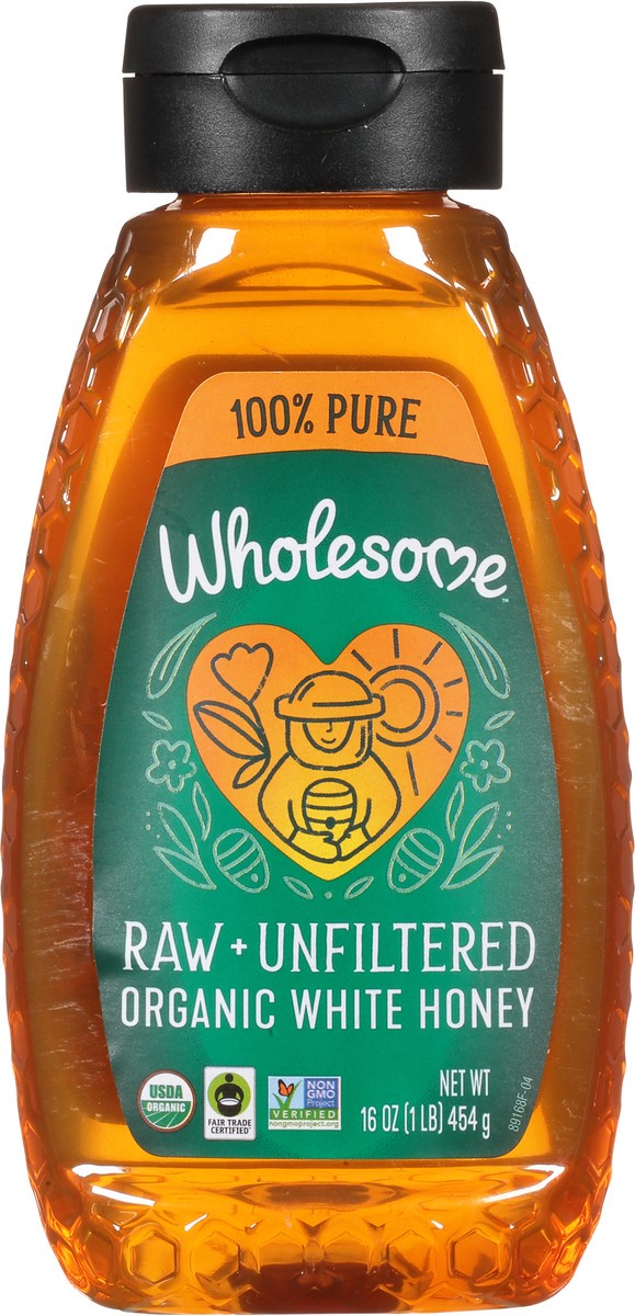 slide 6 of 9, Wholesome Organic Raw White Unfiltered Honey - Pesticide Free, 16 oz