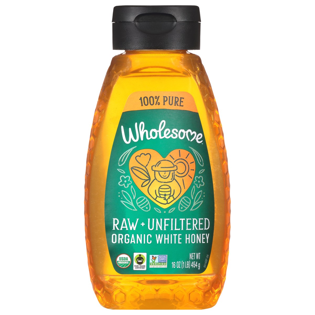 slide 1 of 9, Wholesome Organic Raw White Unfiltered Honey - Pesticide Free, 16 oz