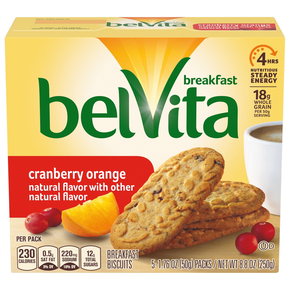 slide 1 of 1, belVita Cranberry Orange Breakfast Biscuits, 5 ct; 1.76 oz