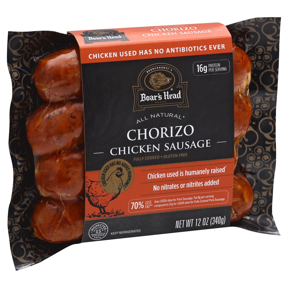 slide 12 of 13, Boar's Head All Natural Chorizo Chicken Sausages, 12 oz