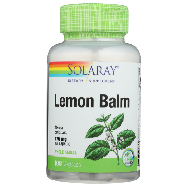 slide 1 of 1, Solaray Lemon Balm Capsule, 100 ct