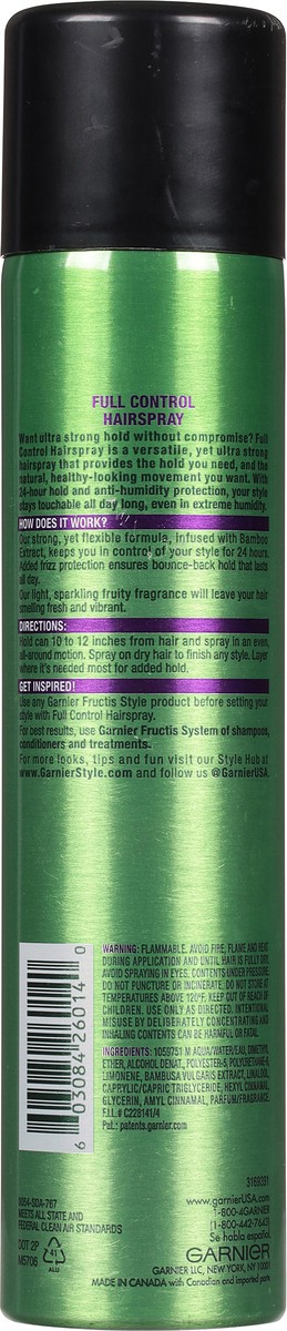 slide 9 of 9, Garnier Fructis Style Full Control Anti-Humidity Hairspray, Ultra Strong Hold, 8.25 oz