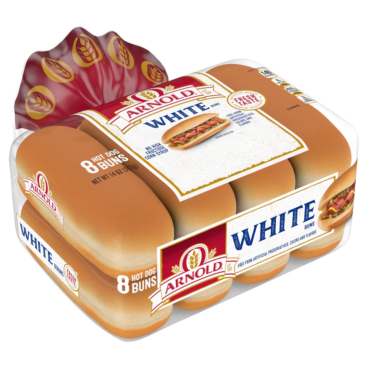 slide 2 of 9, Arnold Country White Hot Dog Rolls, 8 count, 14 oz, 8 ct