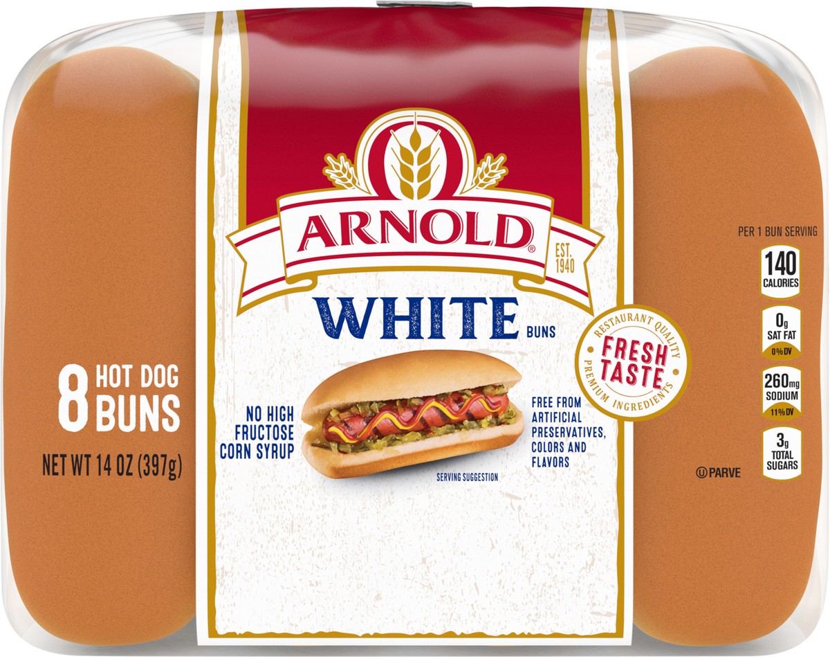 slide 9 of 9, Arnold Country White Hot Dog Rolls, 8 count, 14 oz, 8 ct