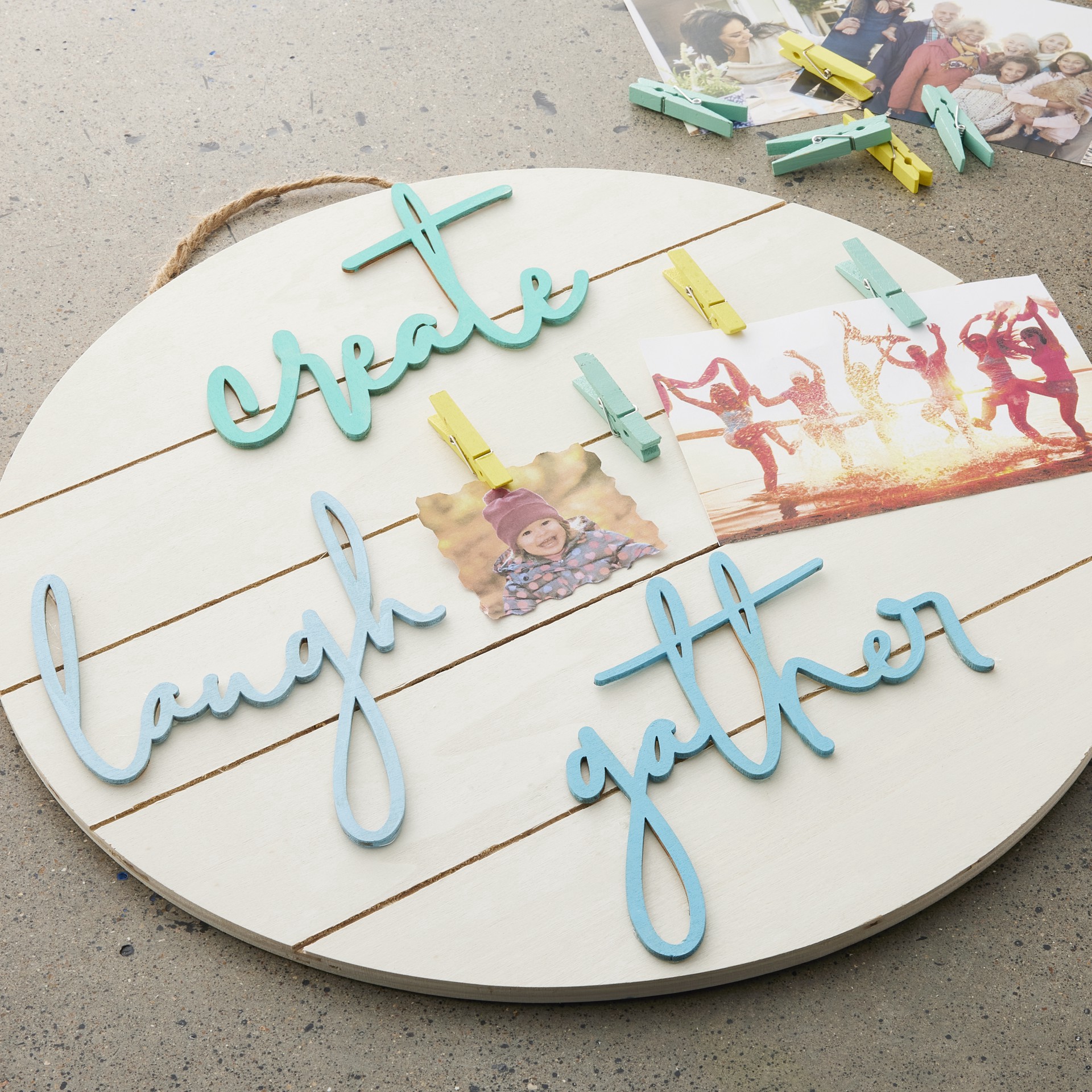 slide 2 of 2, 15" Unfinished Wood Slats Round Plaque By Make Market, 15 in