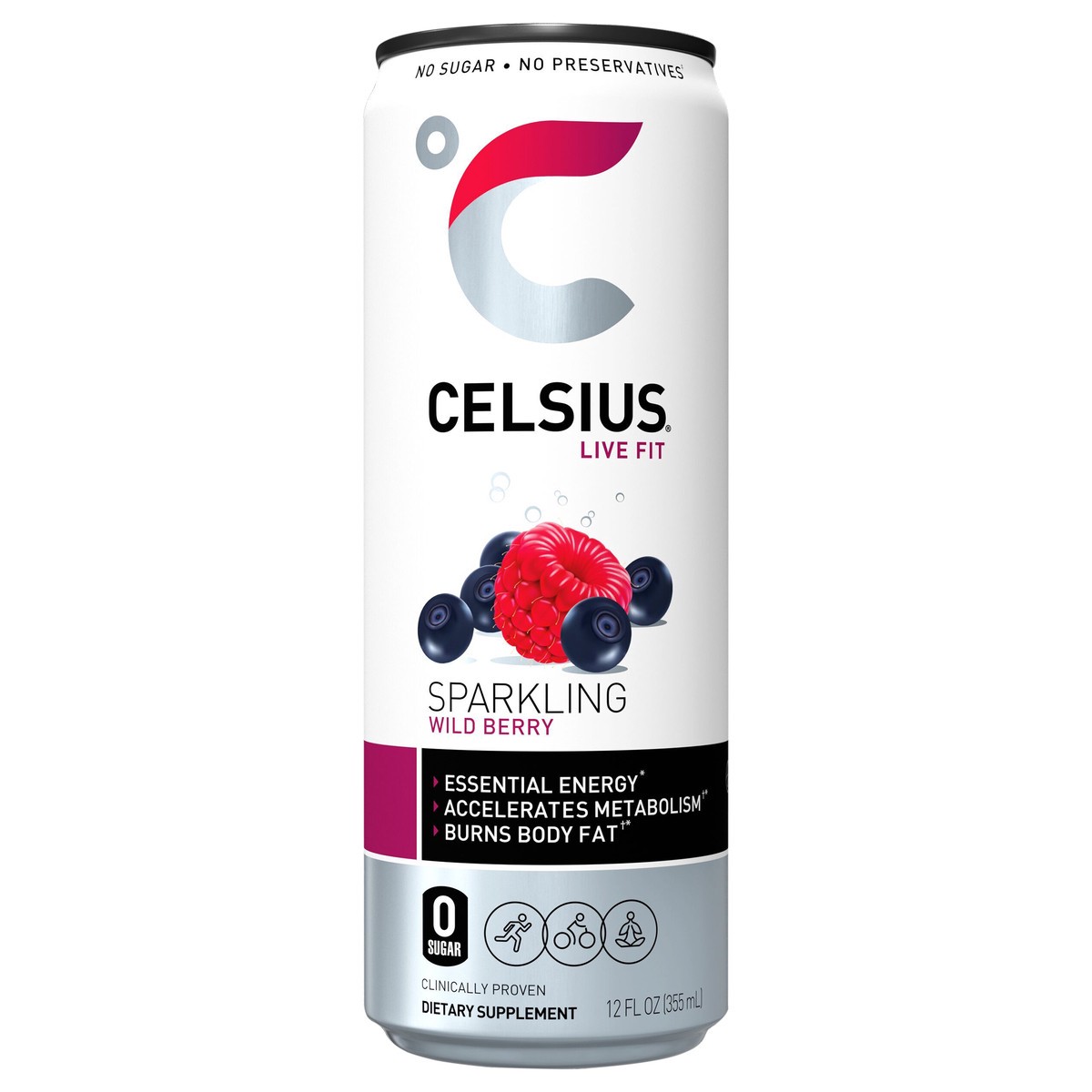 slide 1 of 5, CELSIUS Energy Drink Sparkling Wild Berry - 12 fl oz, 12 fl oz