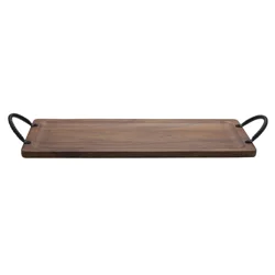 Towle Living Acacia Wood Tray Black with Handles
