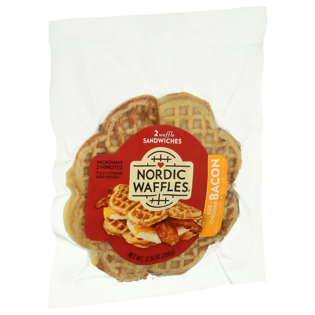 slide 3 of 12, Nordic Waffles Egg + Bacon Cheddar Waffle Sandwiches 2 ea, 