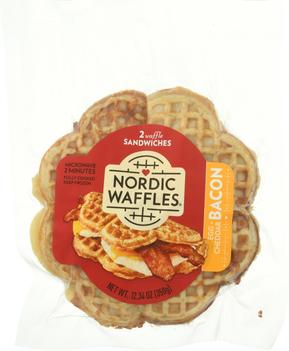 slide 4 of 12, Nordic Waffles Egg + Bacon Cheddar Waffle Sandwiches 2 ea, 