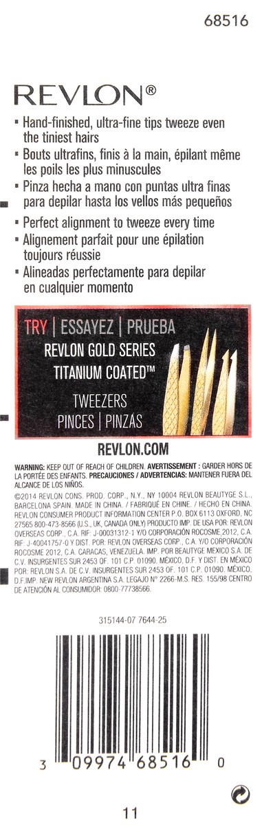 slide 9 of 9, Revlon Stainless Steel Slant Tweezer 1 ea, 1 ct