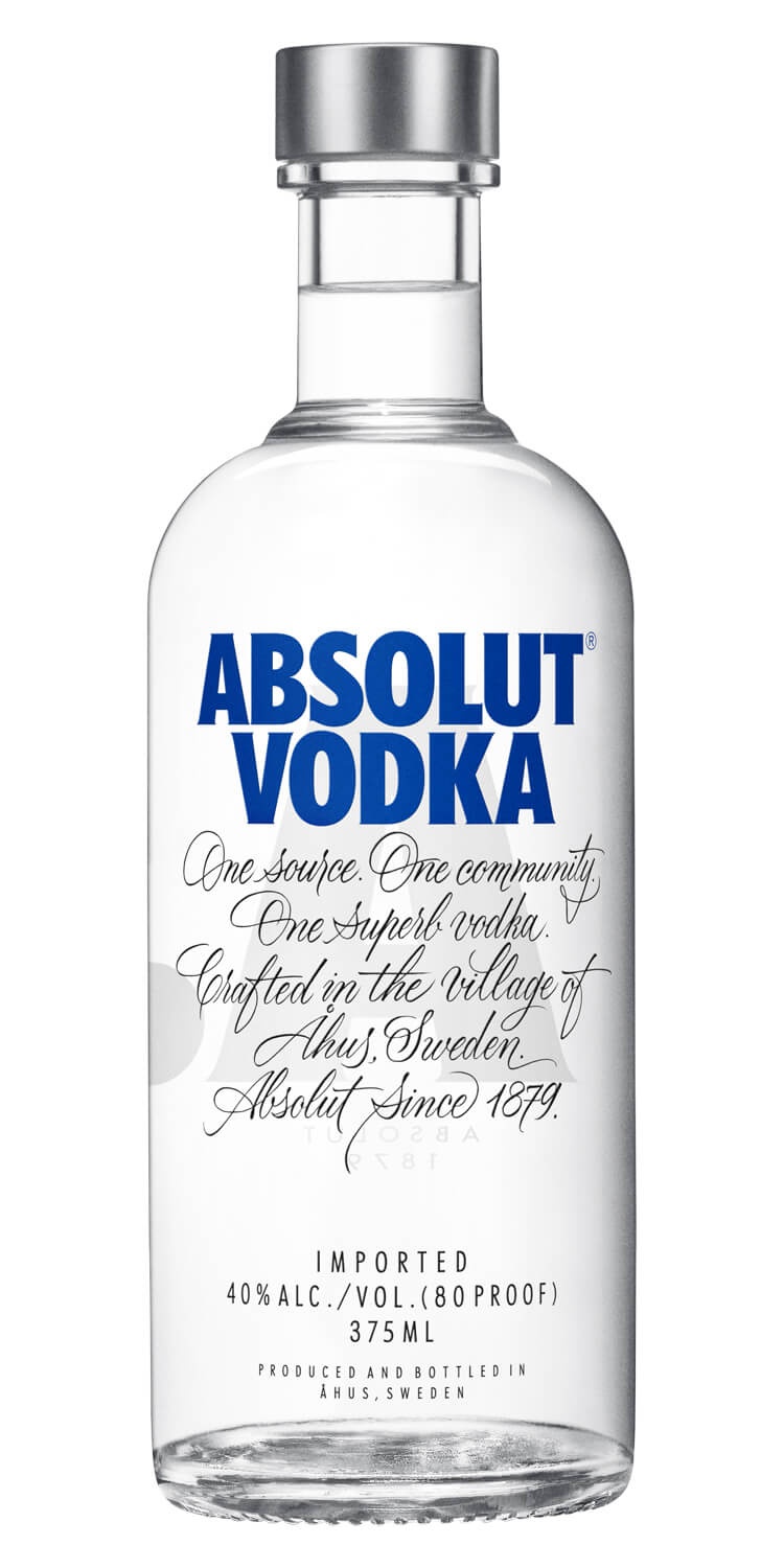 slide 1 of 1, Absolut Vodka Bottle, 375 ml