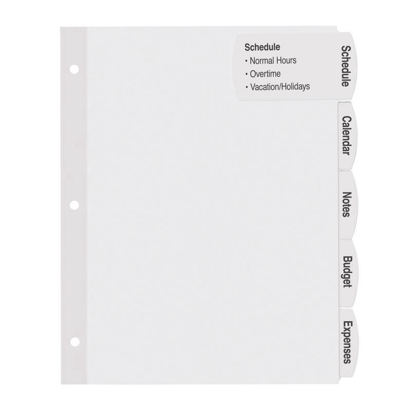slide 3 of 8, Avery 5ct Printable White Label Big Tab Divider Set, 5 ct