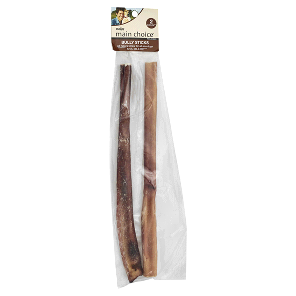 slide 1 of 5, Meijer Main Choice Bully Sticks Dog Chews, 2 ct