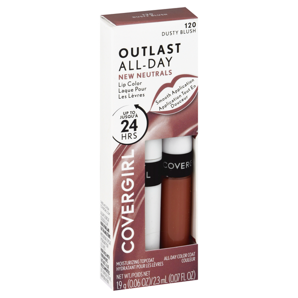 slide 1 of 1, Covergirl Outlast All Day Lip Color With Topcoat, Dusty Blush 120, 0.07 fl oz