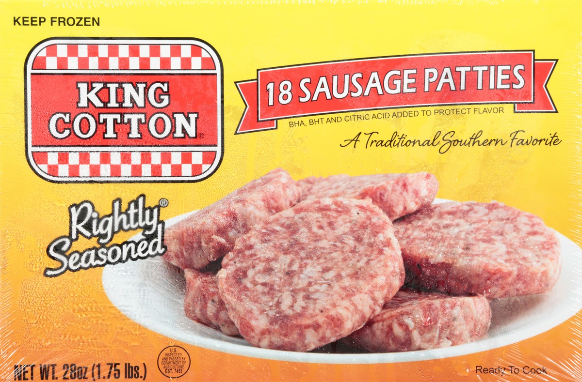 slide 1 of 14, King Cotton Breakfast Pork Patties, 28 oz