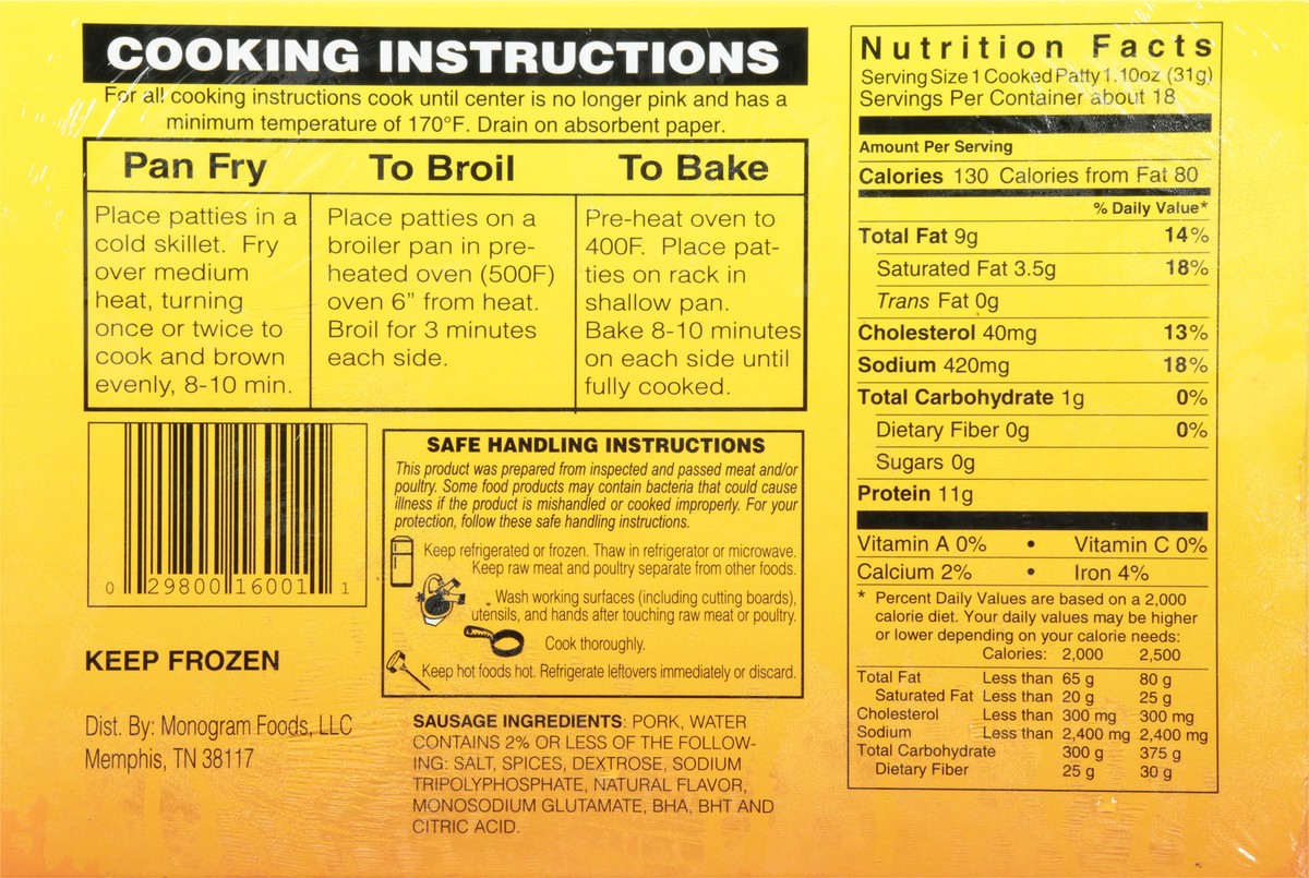 slide 9 of 14, King Cotton Breakfast Pork Patties, 28 oz