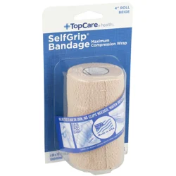TopCare Selfgrip, Maximum Compression Wrap Bandage 4" Roll, Beige
