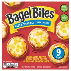 Bagel Bites Mini Pizza Bagel Frozen Snacks, 1 Box, for After-School and Late Night Snacking, Three Cheese, No High-Fructose Corn Syrup and No Artificial Flavors, 9 ct