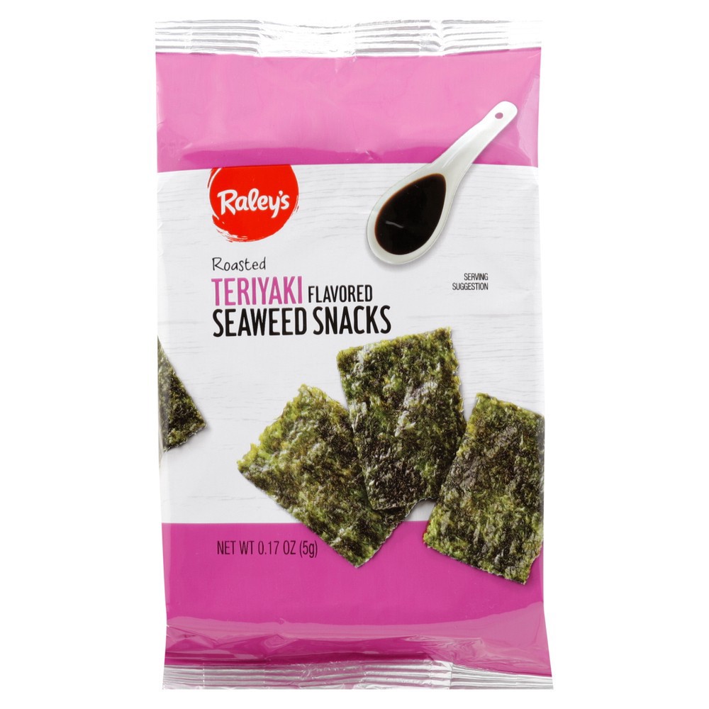 slide 1 of 1, Raley's Seaweed Snacks, Teriyaki, Roasted 0.17 oz, 0.17 oz