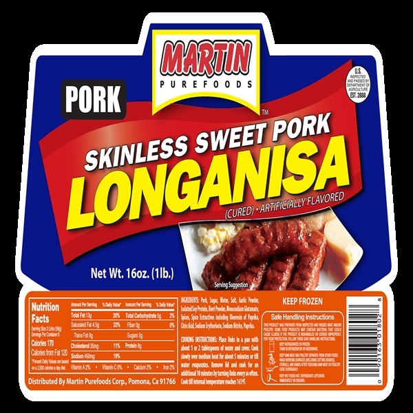 slide 1 of 1, Martin's Martin Pork Longanisa Sweet Skinless - 16 Oz, 16 oz