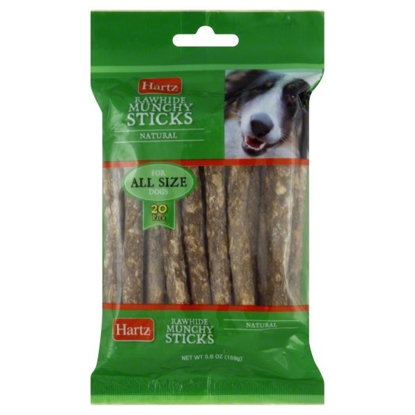 slide 1 of 1, Hartz Rawhide Munchy Sticks, Natural, 20 ct