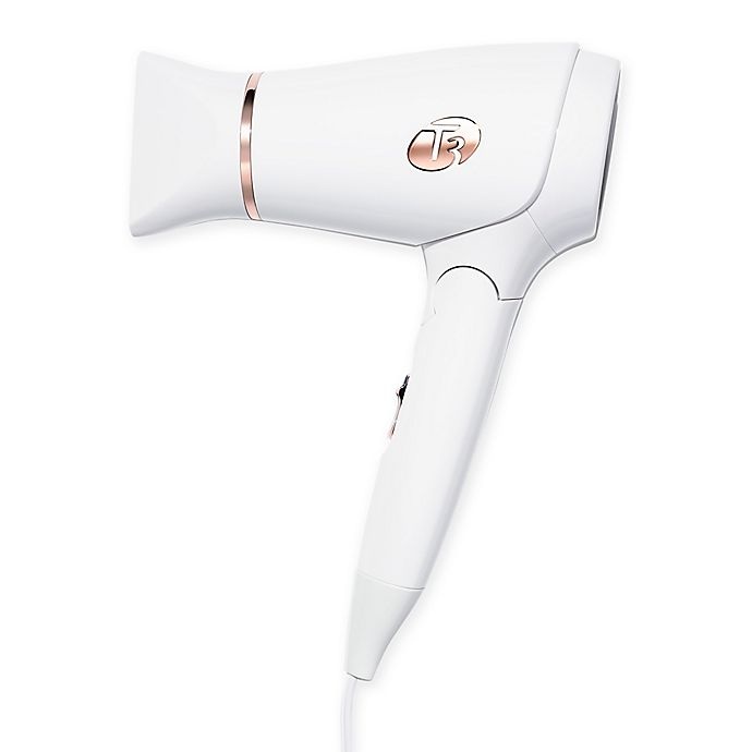 slide 1 of 7, T3 Featherweight Compact Folding Hair Dryer with Dual Voltage - White/Rose Gold, 1 ct