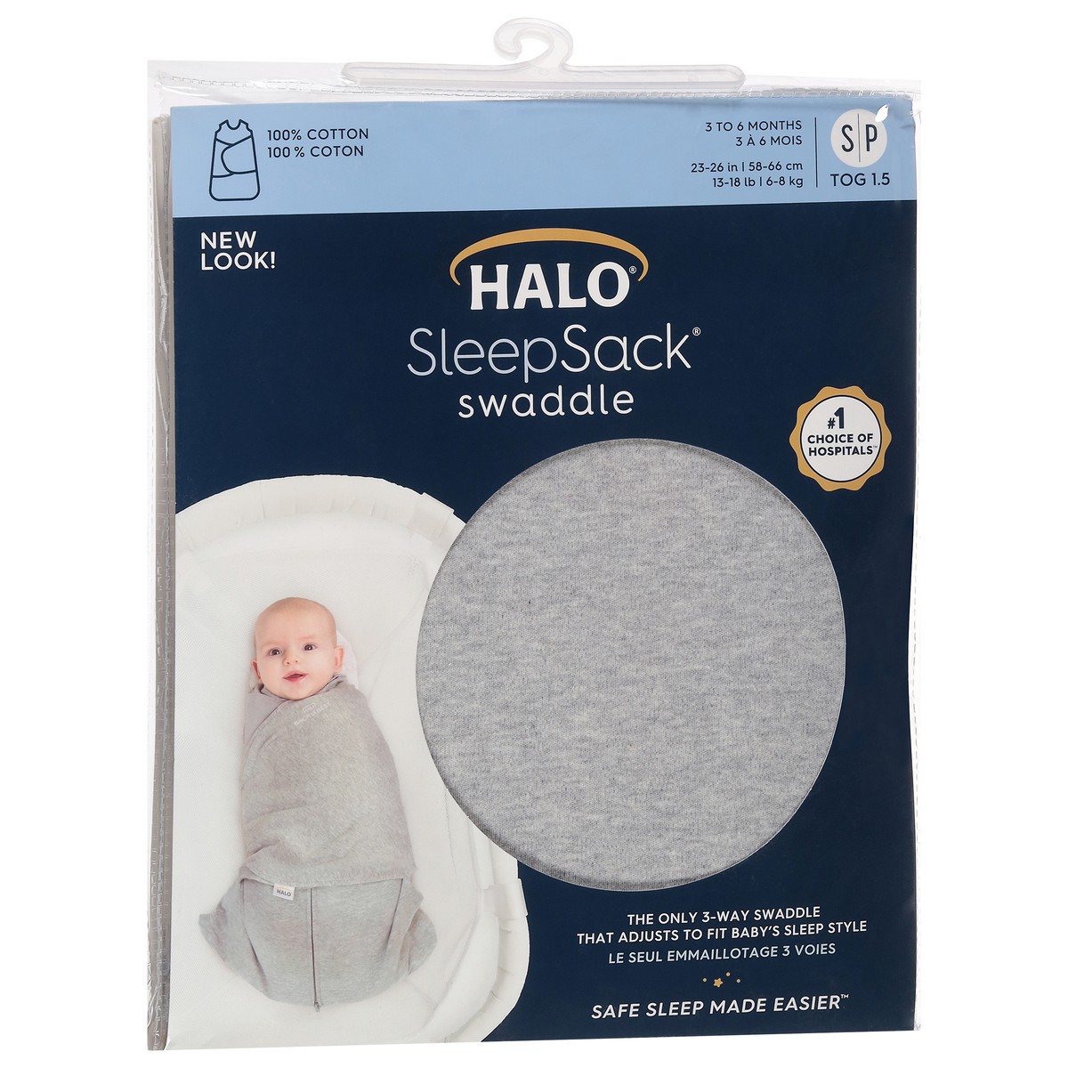 slide 2 of 9, HALO SleepSack Small Multi-Way Cotton Swaddle - Grey, 1 ct
