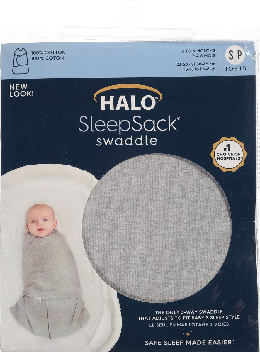 slide 7 of 9, HALO SleepSack Small Multi-Way Cotton Swaddle - Grey, 1 ct
