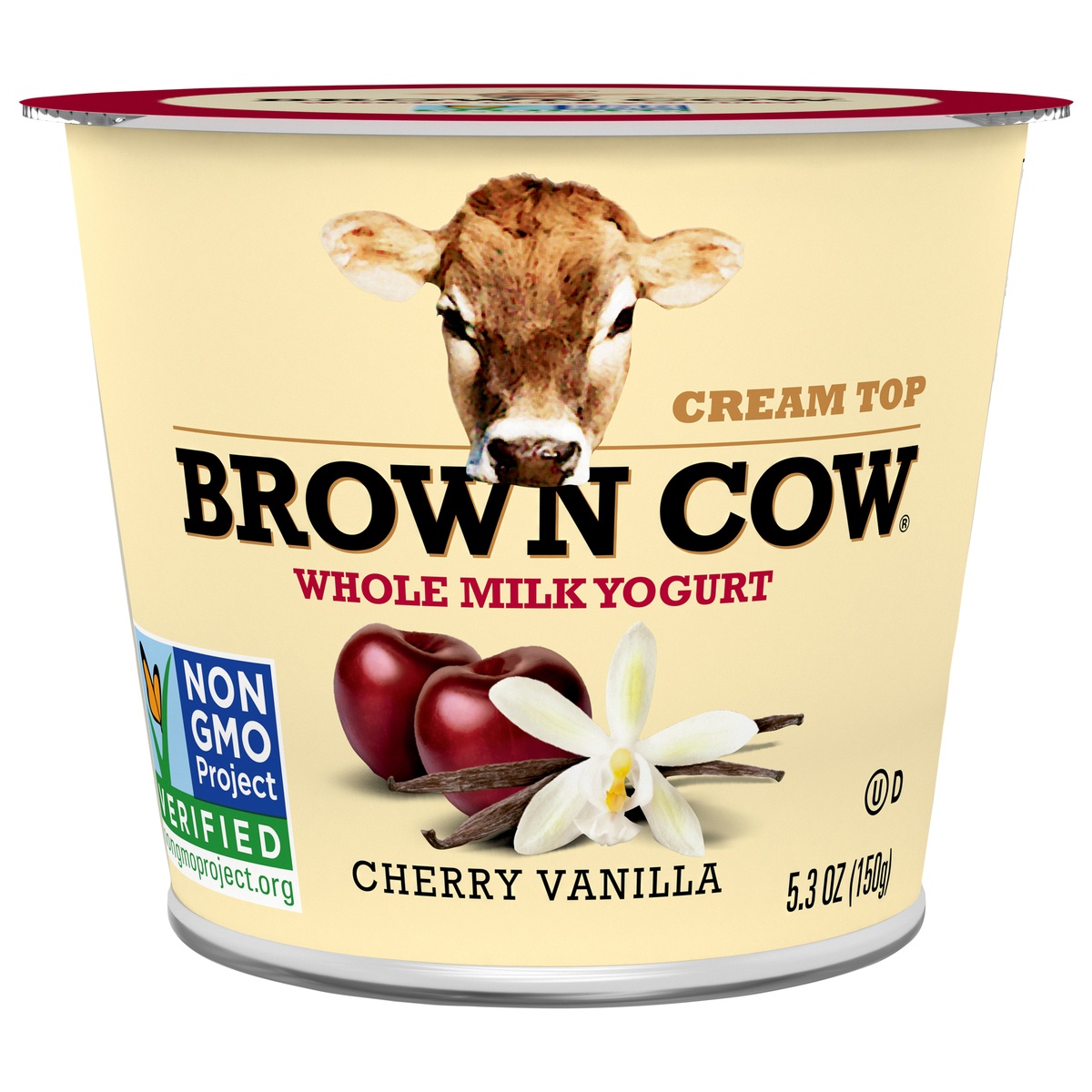 slide 1 of 1, Brown Cow Cream Top Cherry Vanilla Whole Milk Yogurt Cup, 5.3 oz