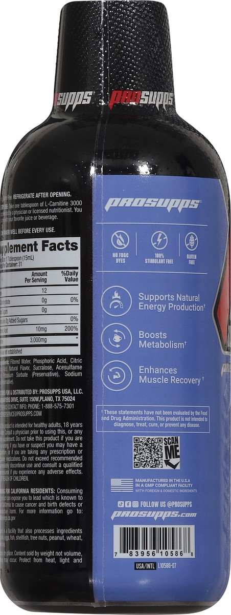 slide 9 of 15, ProSupps Blue Razz L-Carnitine 3000 16 fl oz, 16 fl oz