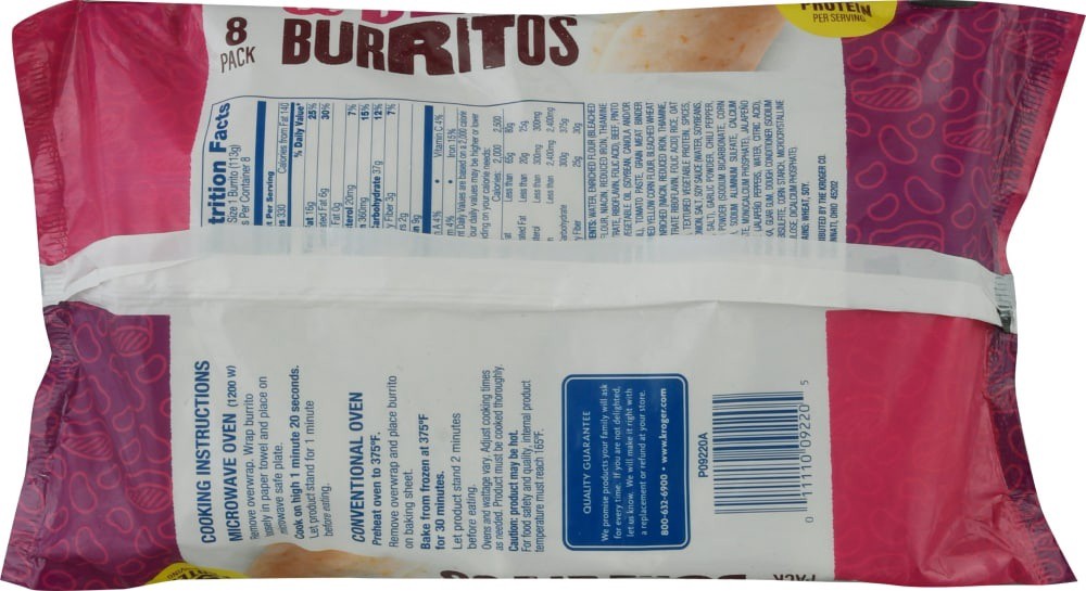 slide 2 of 5, Kroger Beef & Bean Burritos, 8 ct; 32 oz