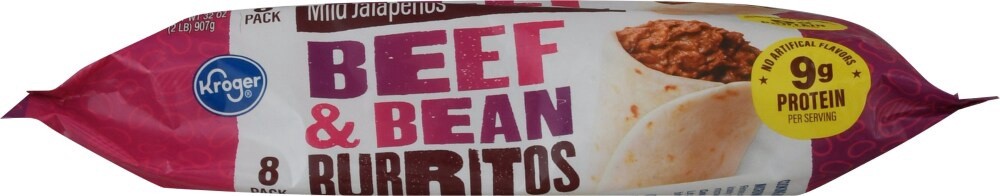 slide 5 of 5, Kroger Beef & Bean Burritos, 8 ct; 32 oz