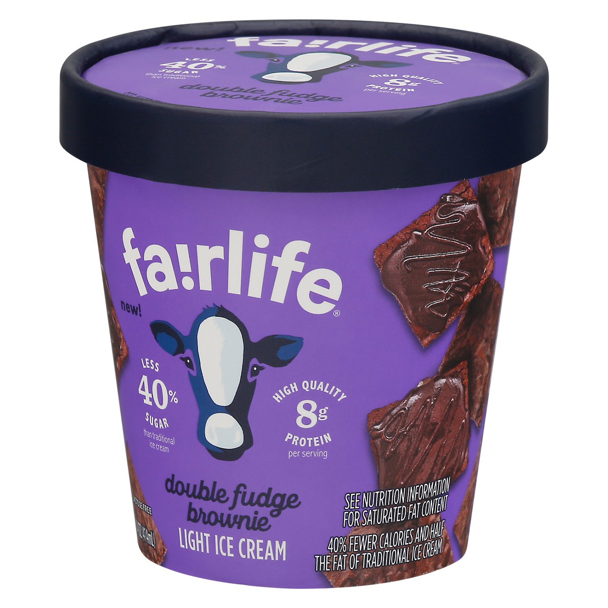slide 3 of 9, fairlife Light Double Fudge Brownie Ice Cream 14 oz, 14 oz