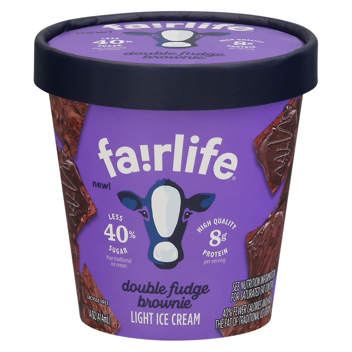 slide 1 of 9, fairlife Light Double Fudge Brownie Ice Cream 14 oz, 14 oz