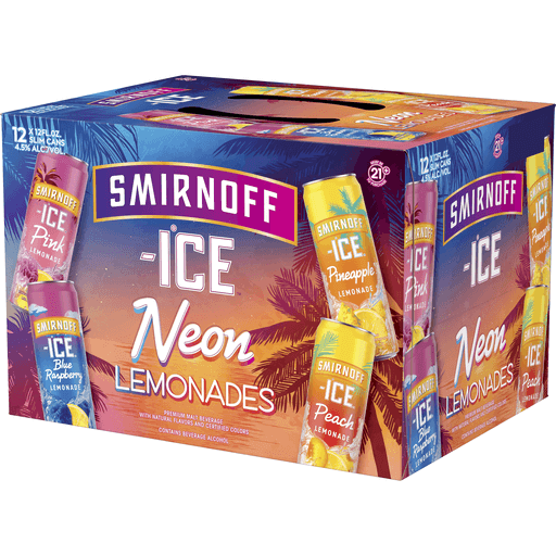 slide 1 of 1, Smirnoff Ice Neon Lemonades Variety Pack, 12 ct