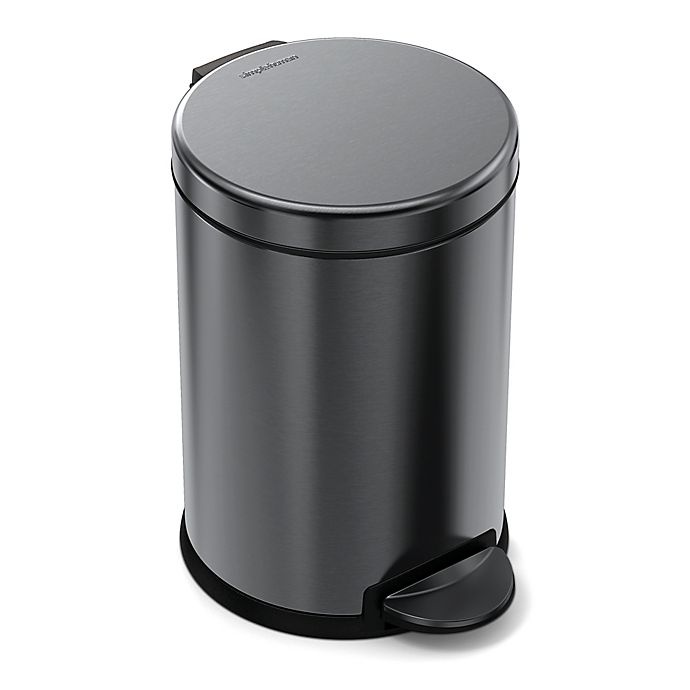 slide 1 of 2, simplehuman Fingerprint-Proof Round Step Trash Can, 4.5 liter