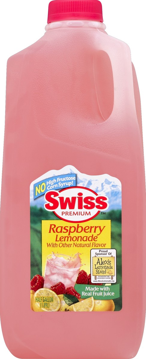 slide 4 of 4, Swiss Premium Raspberry Lemonade - Half Gallon Plastic Jug - 1/2 gal, 2 qt