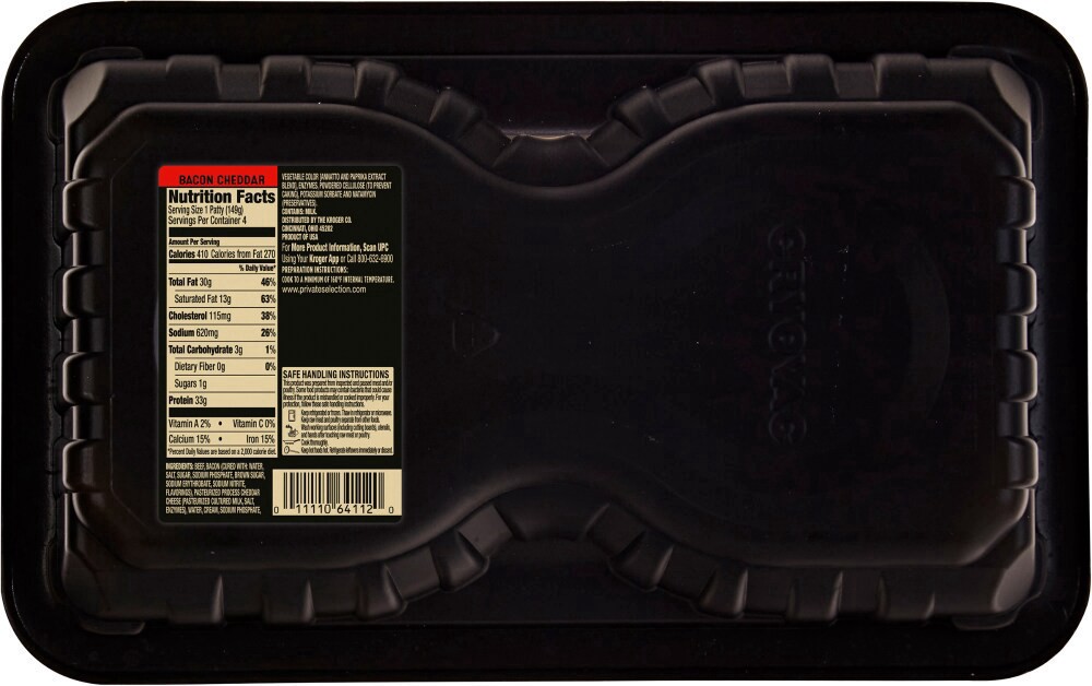 slide 2 of 2, Private Selection Bacon Cheddar Angus Beef Patties, 1.33 lb