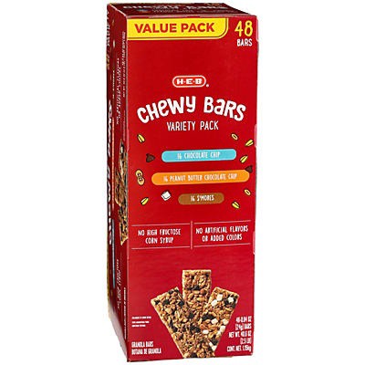 slide 1 of 1, H-E-B Chewy Bars Variety Value Pack, 48 ct