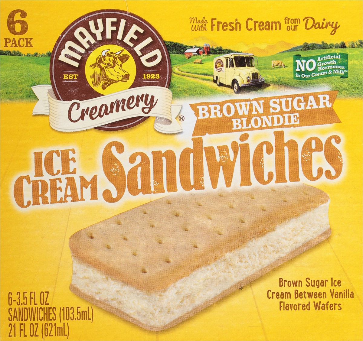 slide 2 of 9, Mayfield Creamery Brown Sugar Blondie Ice Cream Sandwiches 6 ea, 6 ct