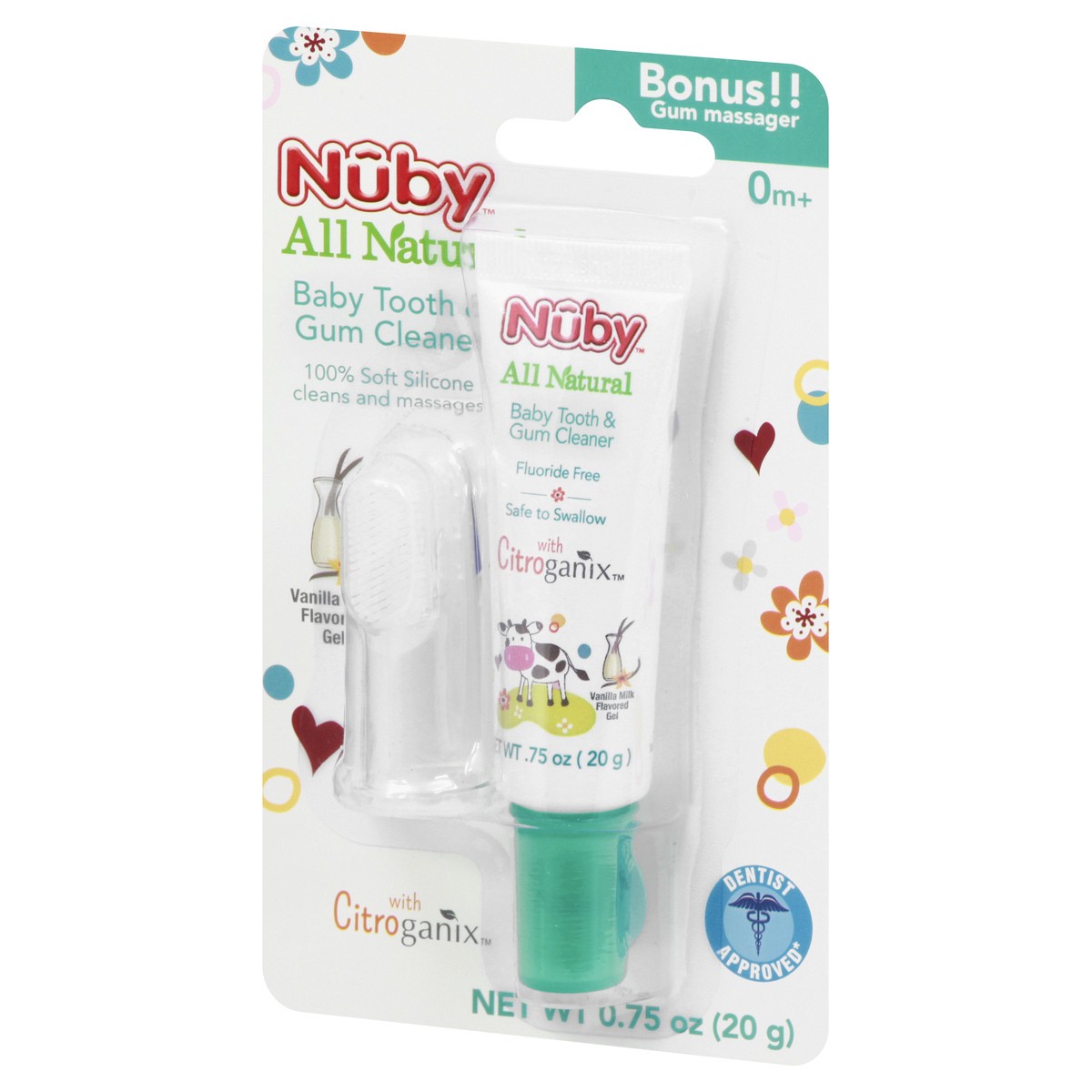 slide 2 of 9, Nuby Vanilla Milk Flavored Baby Tooth & Gum Cleaner Gel 0.75 oz, 0.75 oz