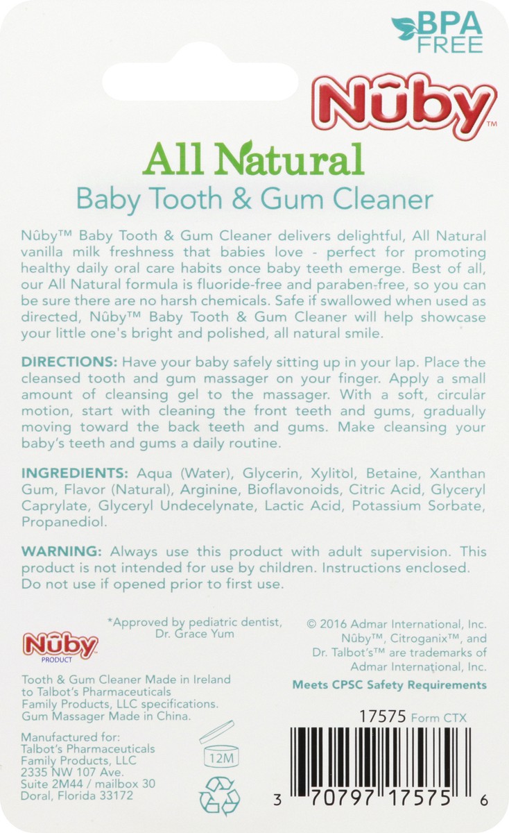 slide 7 of 9, Nuby Vanilla Milk Flavored Baby Tooth & Gum Cleaner Gel 0.75 oz, 0.75 oz