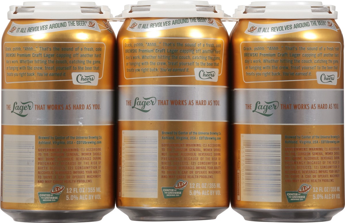 slide 5 of 12, Center of the Universe Brewing Co. Premium Craft Lager Brewski 6 - 12 fl oz Cans, 6 ct