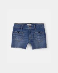 Oshkosh Girls Heart Pocket Denim Shorts - Dark Wash Blue 14