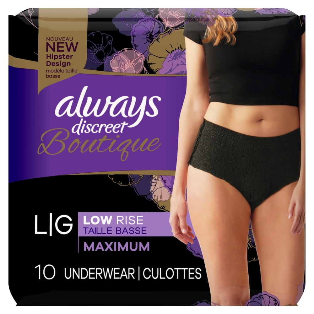 Always Discreet Boutique LowRise Postpartum Incontinence Underwear