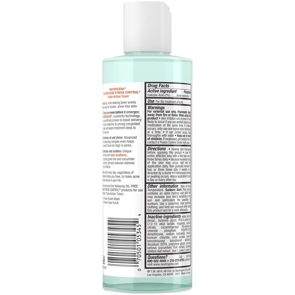 slide 6 of 6, Neutrogena Oil-Free Acne Stress Control Triple-Action Toner, 8 fl oz